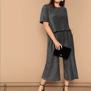 Palazzo pants & crop top glitter two piece set
